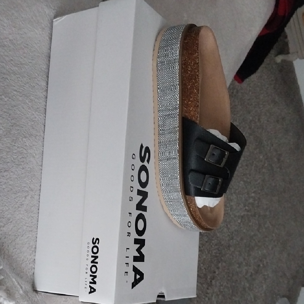 Sonoma Black Slides with Sparkling Silver Accents